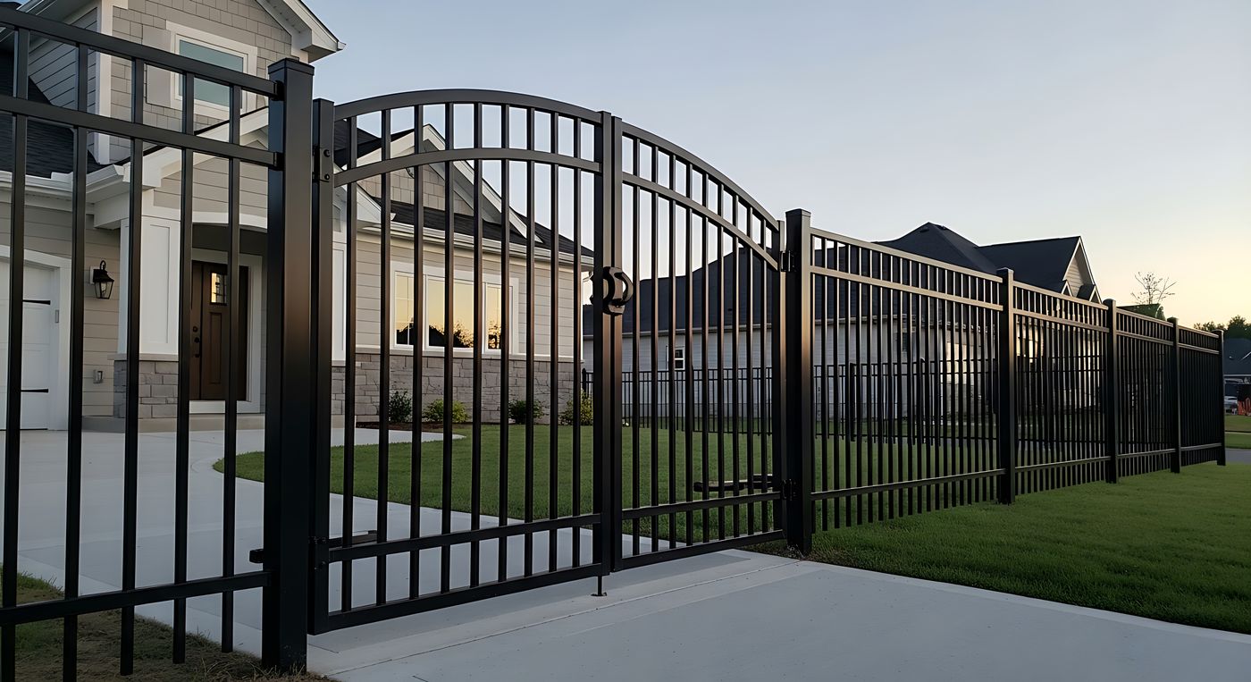 Cleaned black metal fence and gate
